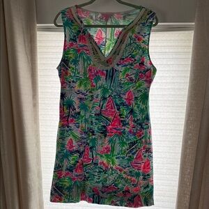 Tropical Print Sleeveless Lilly Dress